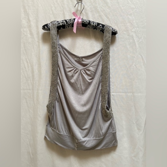 COPY - Vila gray beaded, sleeveless tank top. - Picture 1 of 10